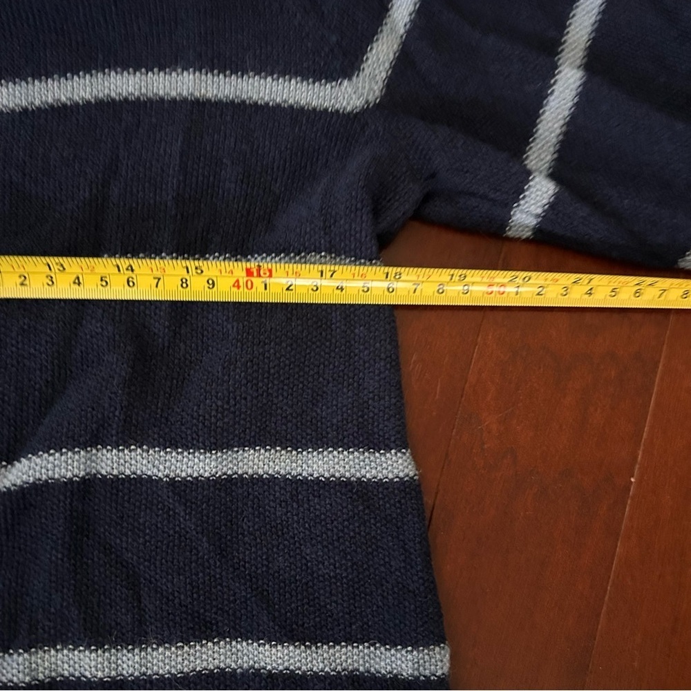 Eileen Fisher Women's Navy Striped Boat Neck Pullover Sweater Size XS wool blend - Picture 5 of 9